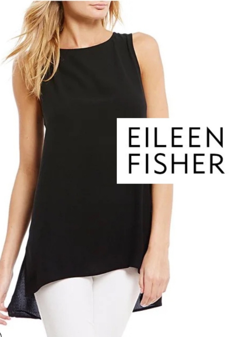 Eileen Fisher Silk Georgette Tank, S, Cb2743